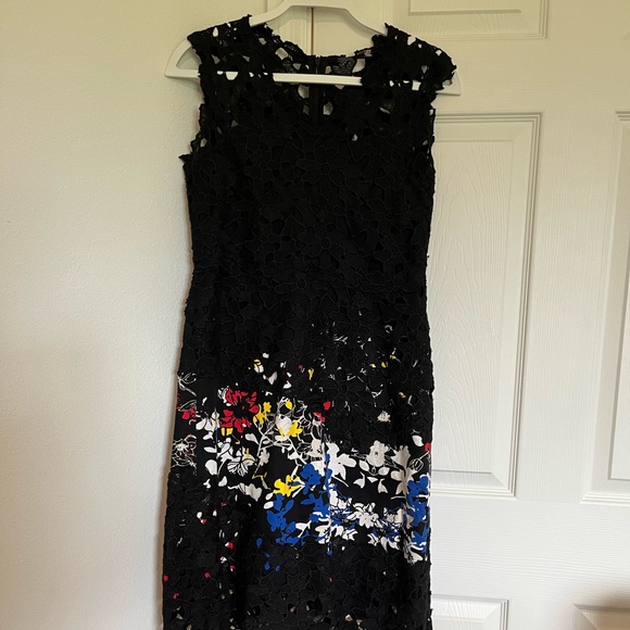 Elie Tahari Tinley floral- black lace dress size 6 - Picture 3 of 13